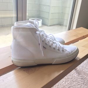 Superga high top white sneakers